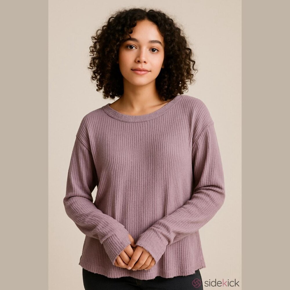 We the Free Women's Size XS Purple Thermal Long Sleeve Oversized Boho Shirt